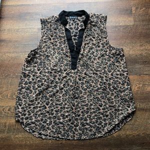 Sleeveless Leopard Print Blouse